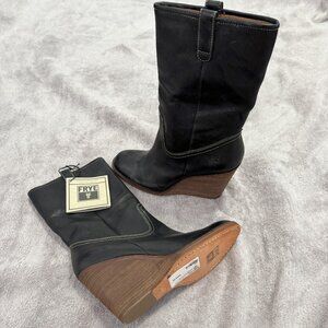 Frye Caroline Midshaft Black Boots